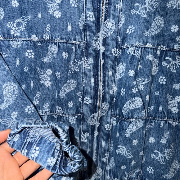 We The Free Blue Paisley-Print Denim Jacket - Picture 3 of 4